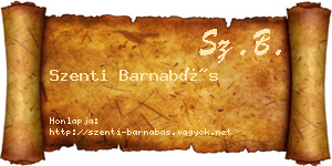 Szenti Barnabás névjegykártya